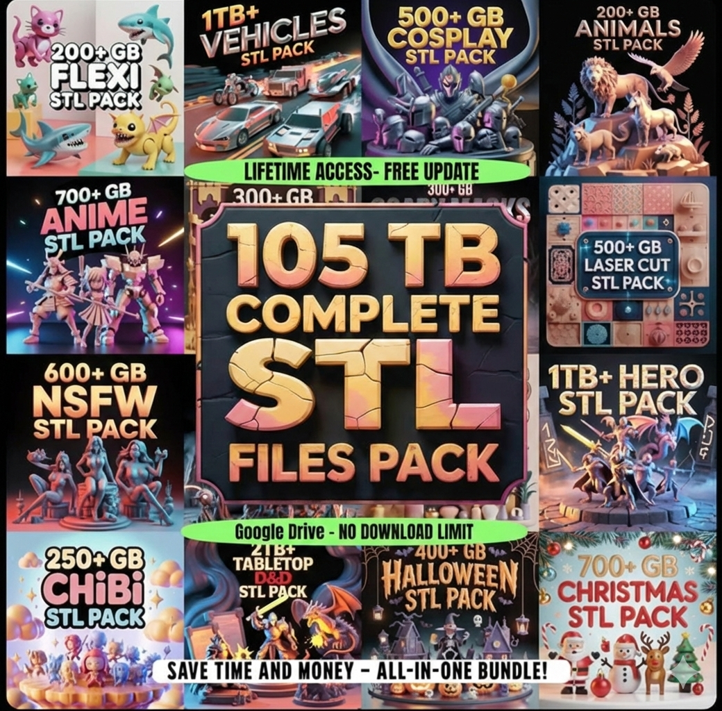 Adsmove LLC Facebook ad: 105TB +850,000 3D Print STL Mega Bundle - Instant Download…