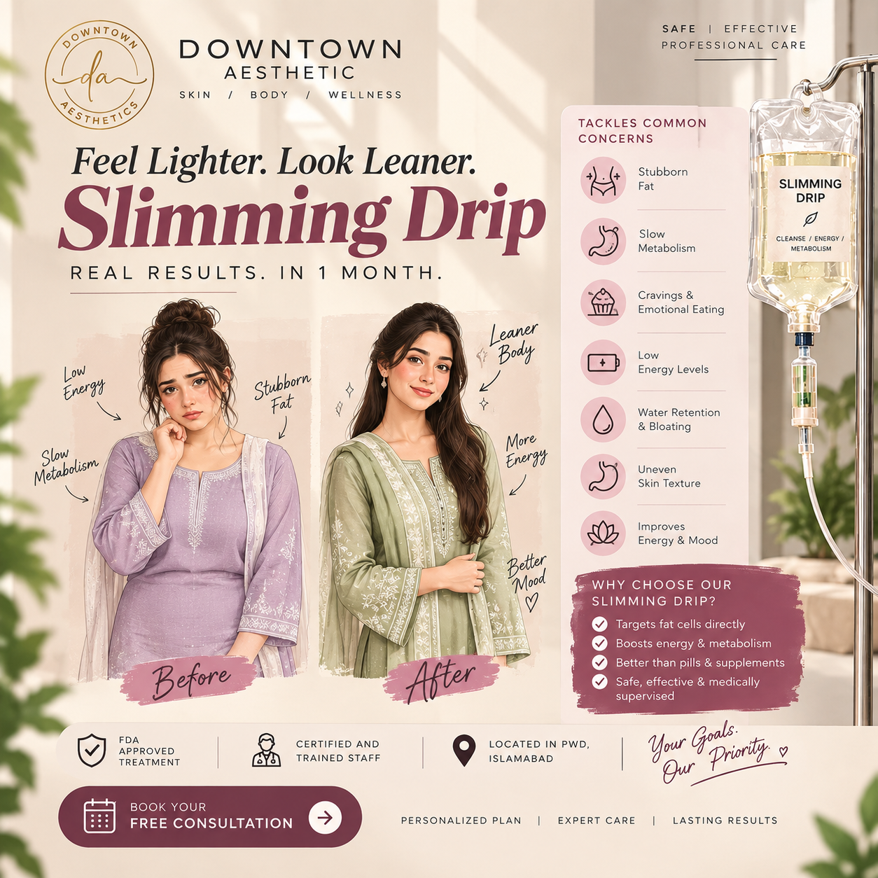 Downtown Aesthetics Facebook ad: Book Your Free Consultation