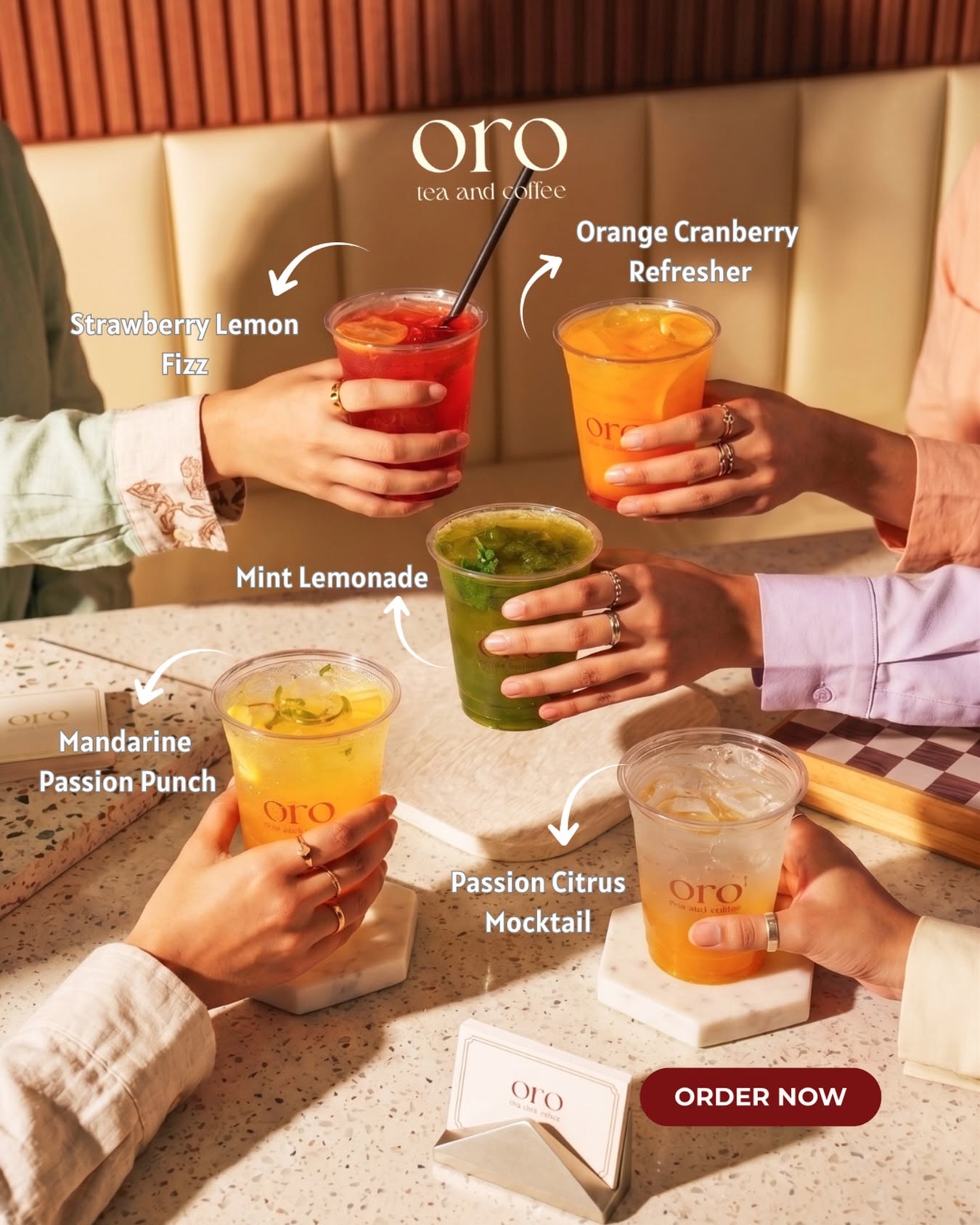 Oro - tea & coffee Facebook ad: One Menu. Endless Cravings.