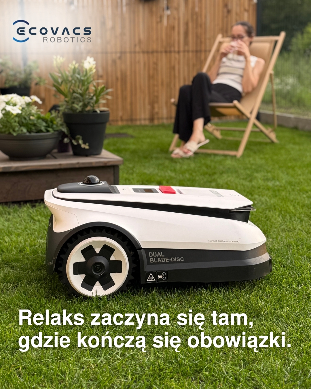 ECOVACS ROBOTICS Facebook ad: Mniej czasu z kosiarką, a więcej na odpoczynek?