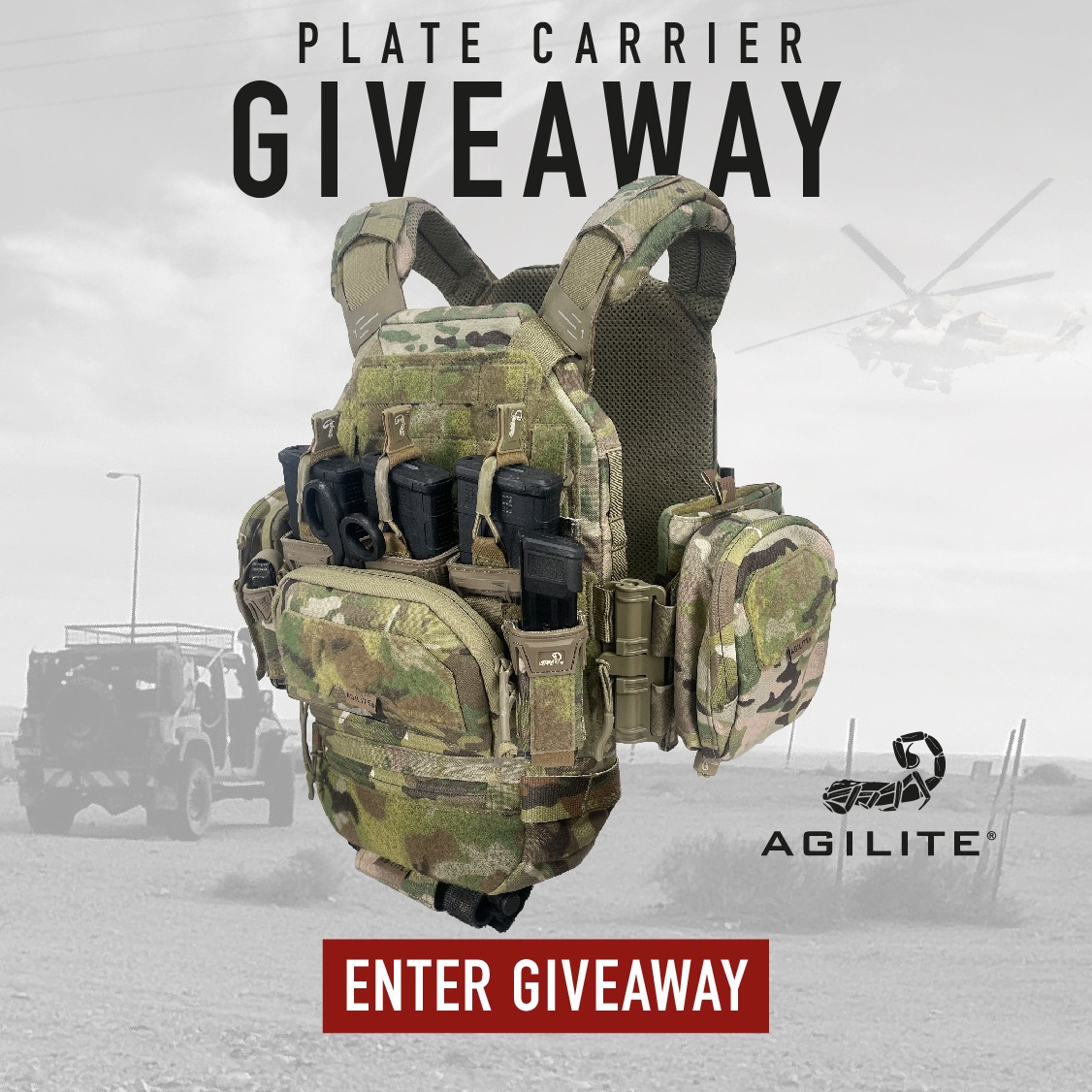 Agilite Tactical Gear Facebook ad: Win an Agilite K-Zero Plate Carrier