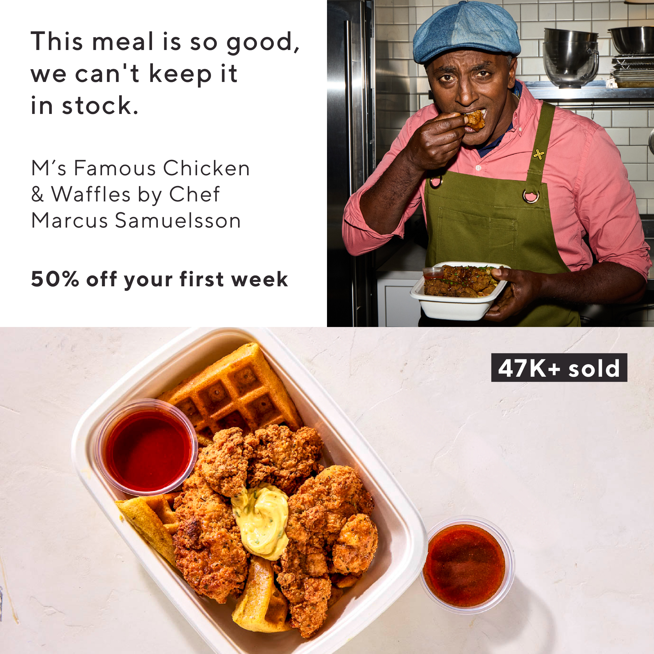CookUnity Facebook ad: Click Here to Get 50% Off Your 1st Week!