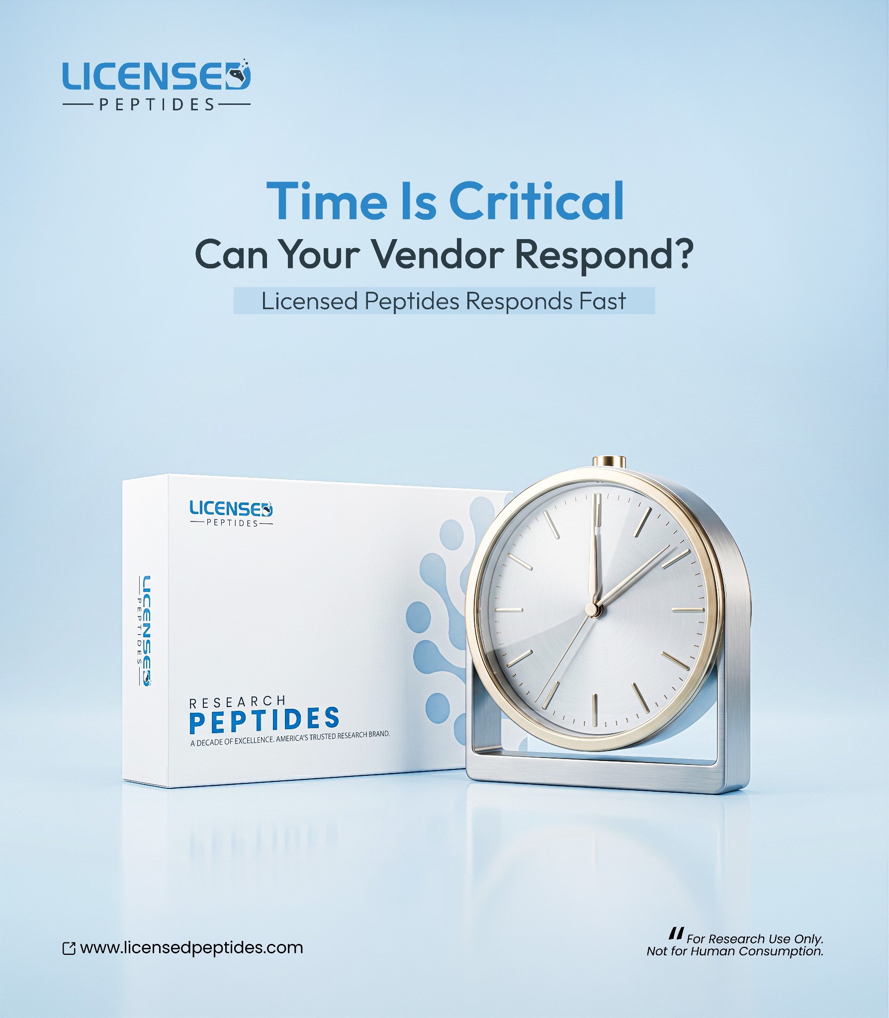LicensedPeptides.com Facebook ad: You’ve Done The Research. Stop.