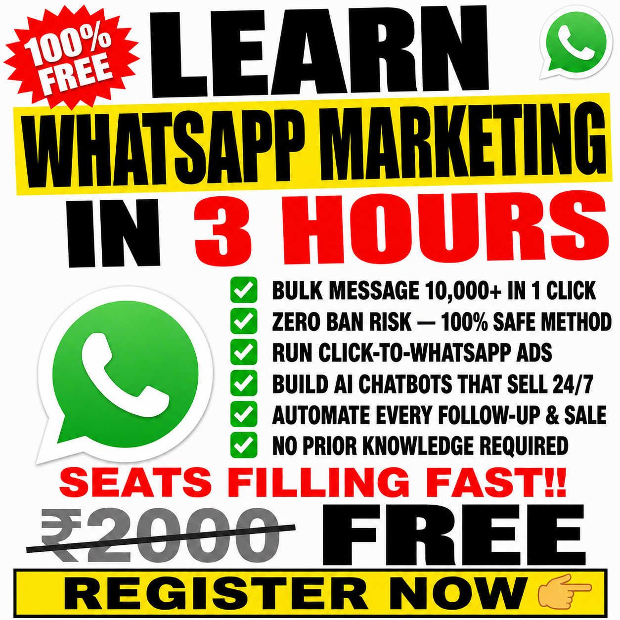 Navin Parmar Facebook ad: FREE Workshop: WhatsApp Marketing & Automation