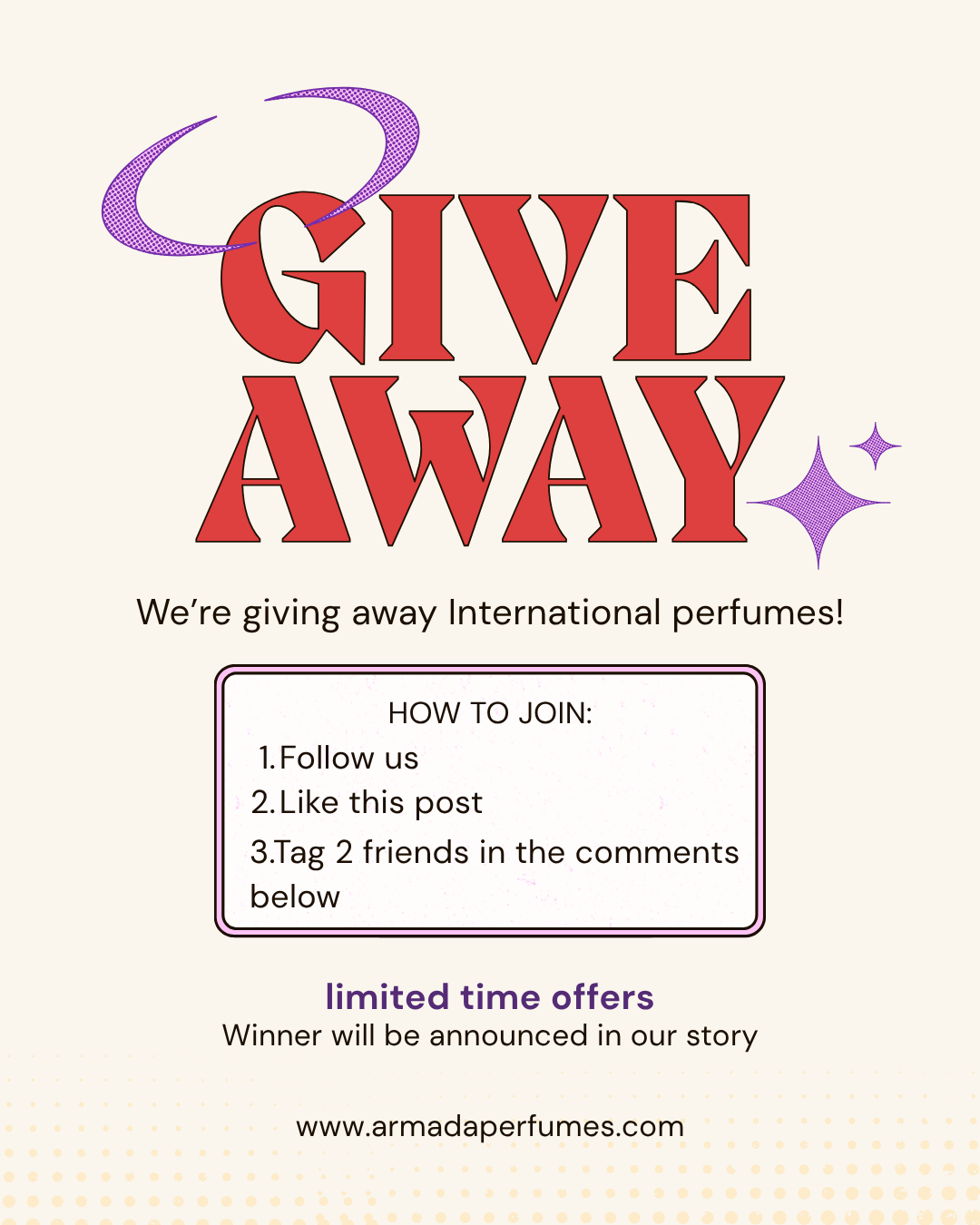 Armada Niche Perfumes Facebook ad: BIG CHANCE TO WIN INTERNATIONAL PERFUMES