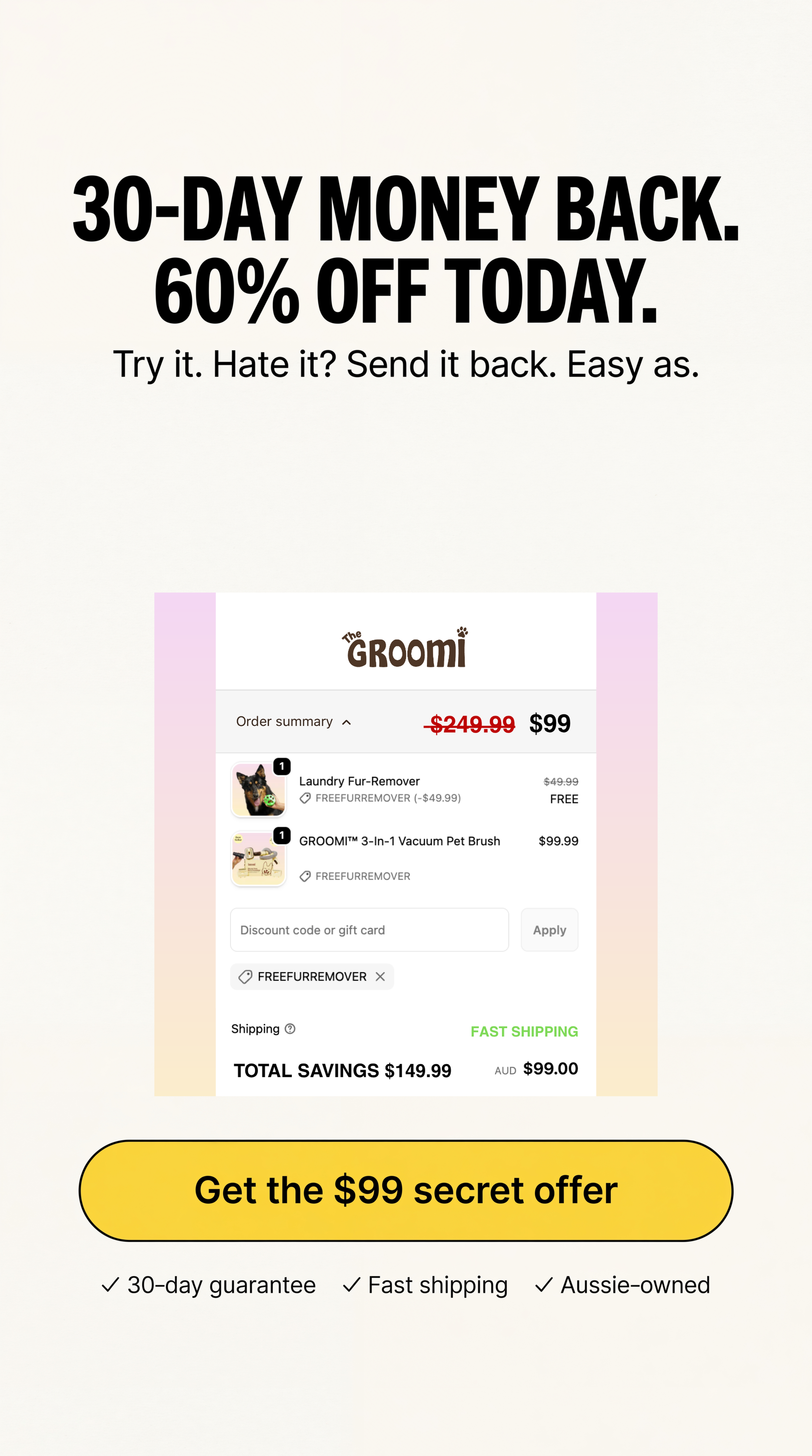 The Groomi Facebook ad