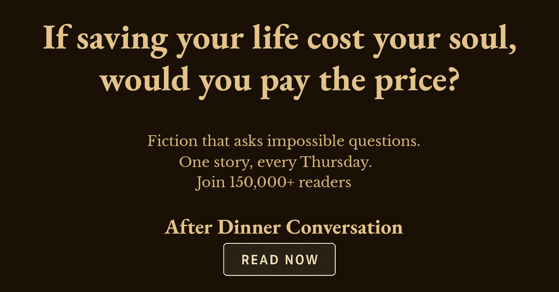 After Dinner Conversation: Philosophy & Ethics Short Stories Facebook ad from Jan 11, 2026