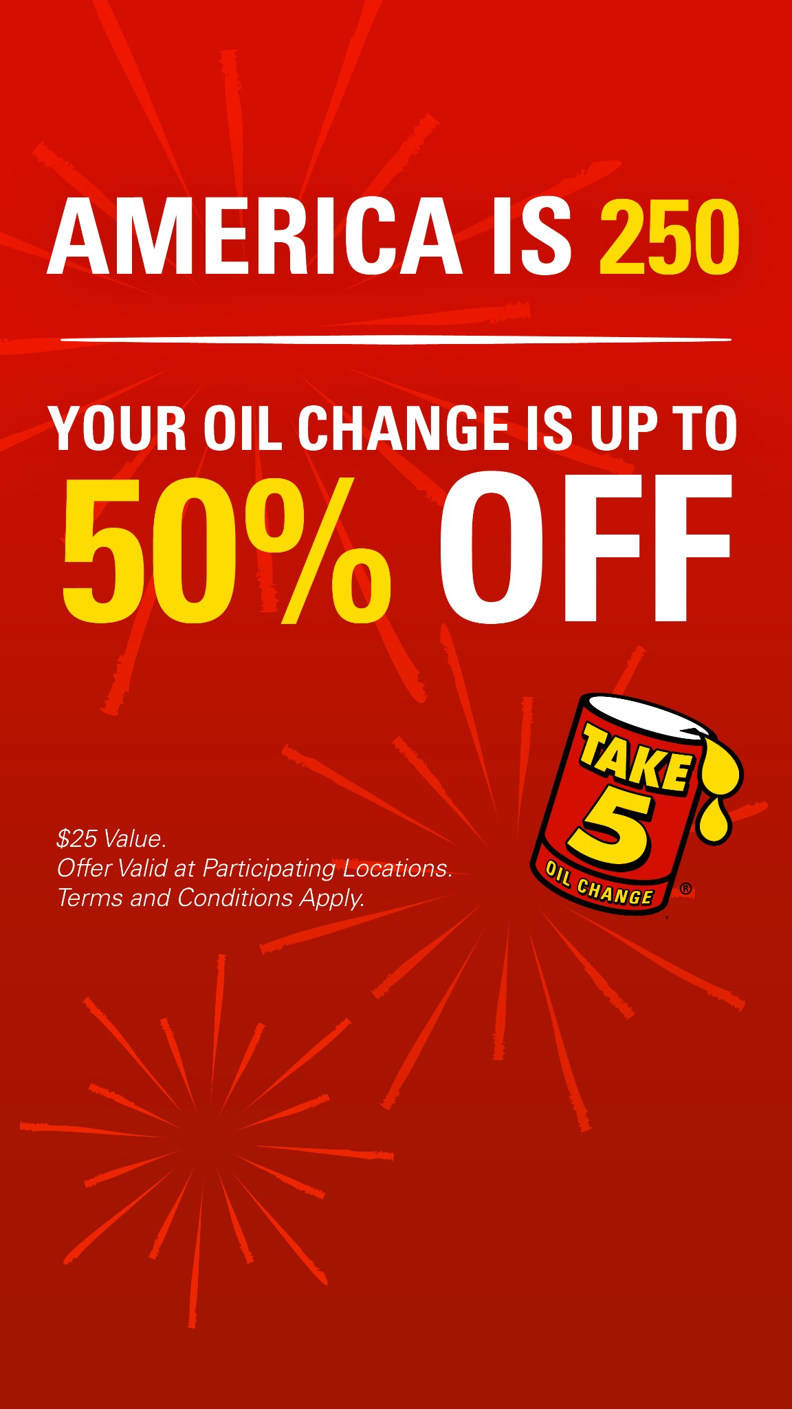 Take 5 Oil Change Facebook ad from Jun 18, 2026