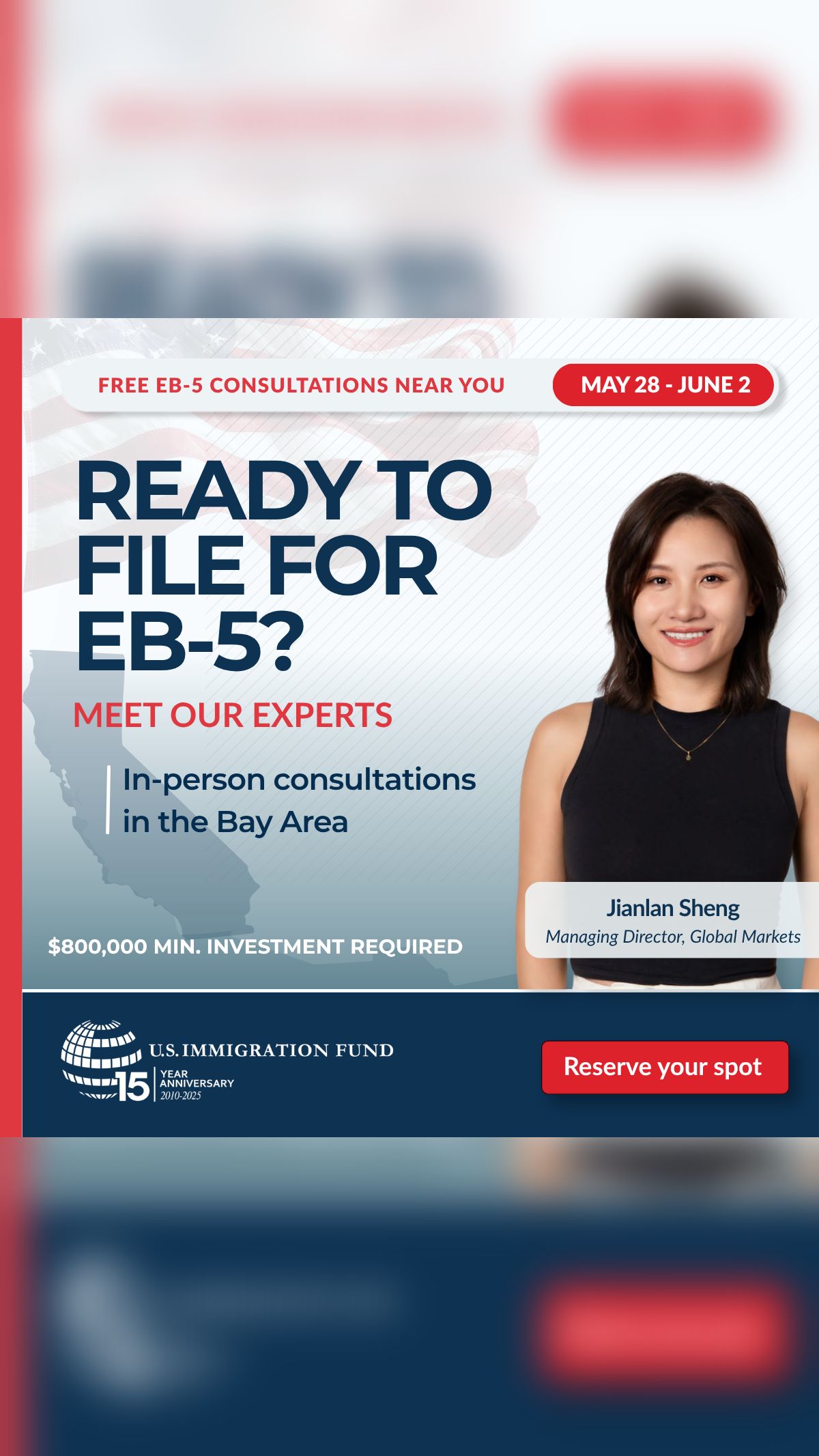U.S. Immigration Fund Facebook ad from May 19, 2026