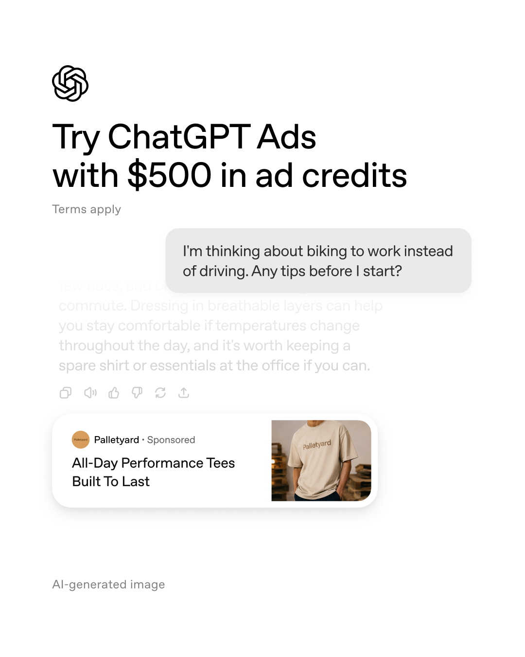 ChatGPT Facebook ad: Get your $500 credit today