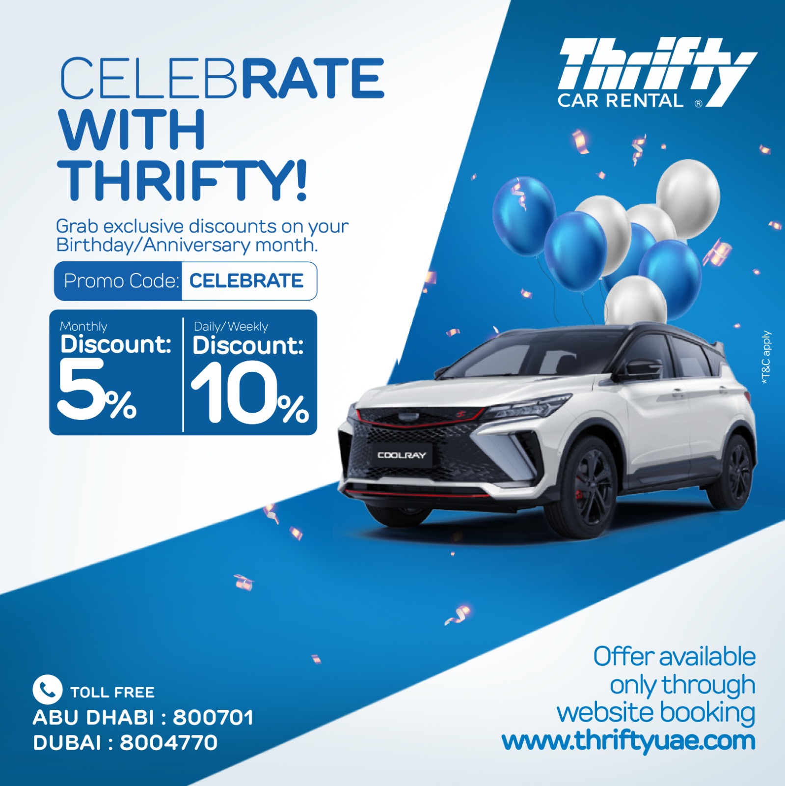 Thrifty Car Rental UAE Facebook ad