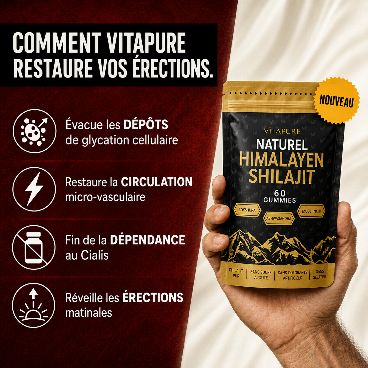 Vitalité France Magazine Facebook ad: Retrouvez vos érections d'avant le diabète