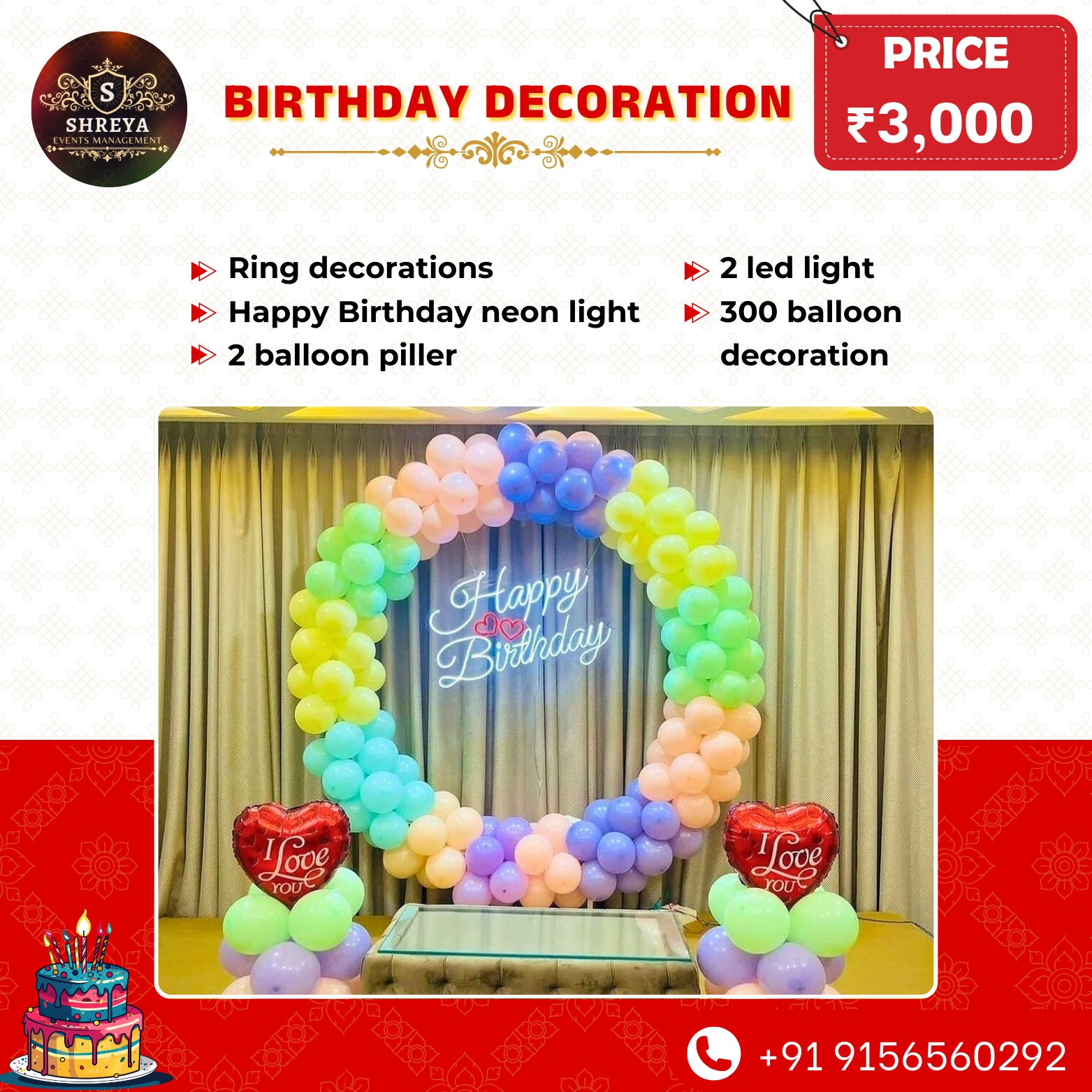 Shreya Event Management Facebook ad: Celebrate your special moments with Shreya Event Management!