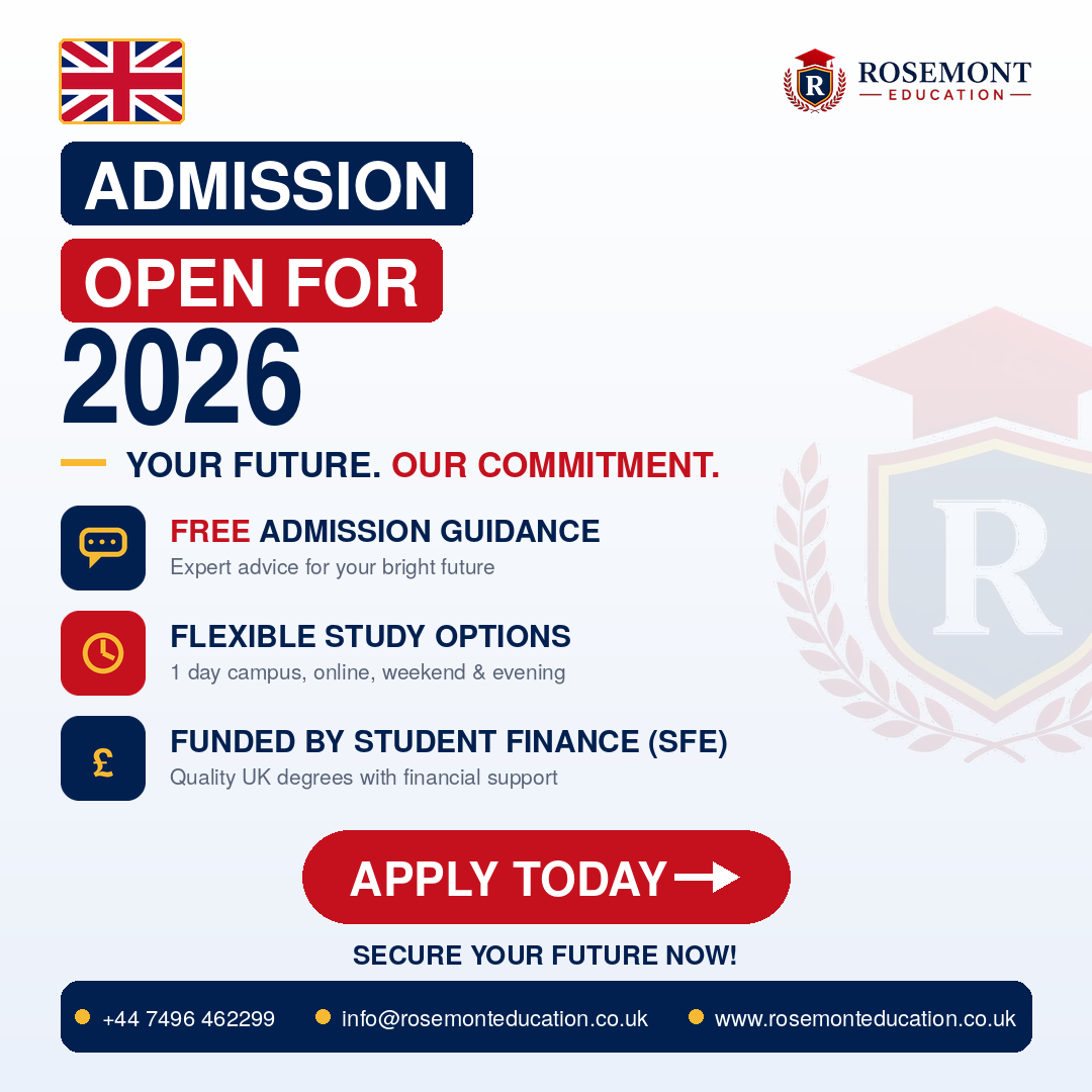 Rosemont Education Facebook ad: Get tuition fully covered and up to £14,135/year to cover…