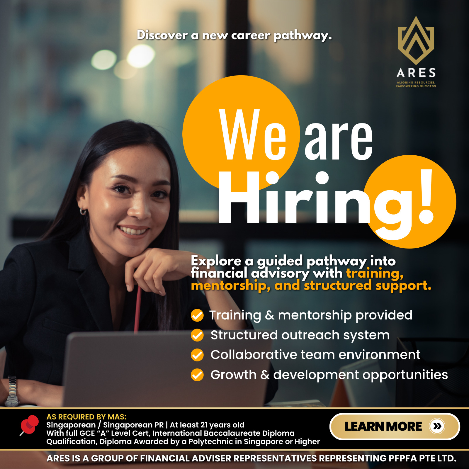 ARESRecruitment Facebook ad: Explore a Career in Financial Advisory