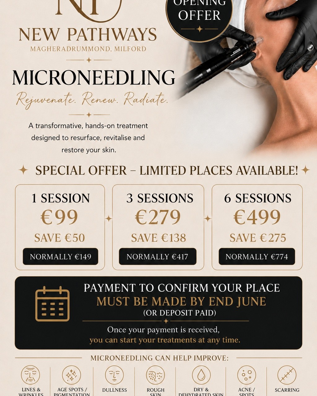 New Pathways Professional Skincare & Holistic Therapies Facebook ad: Limited places left available - pay by the…