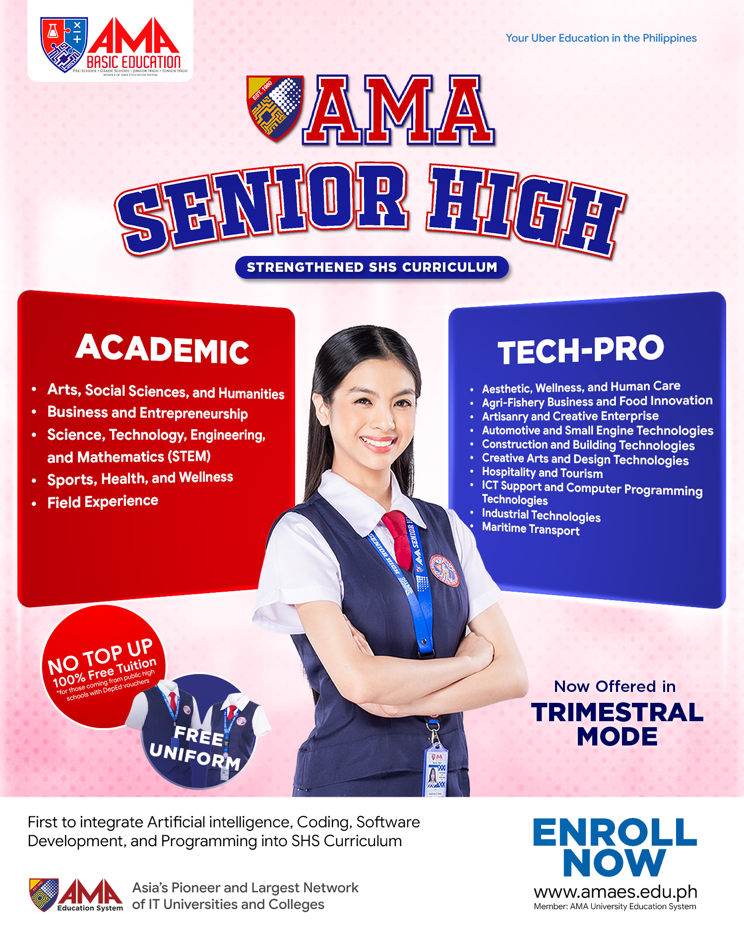 AMA Basic Education Facebook ad: Lead with Knowledge or Build with Skills-Choose Your Cluster