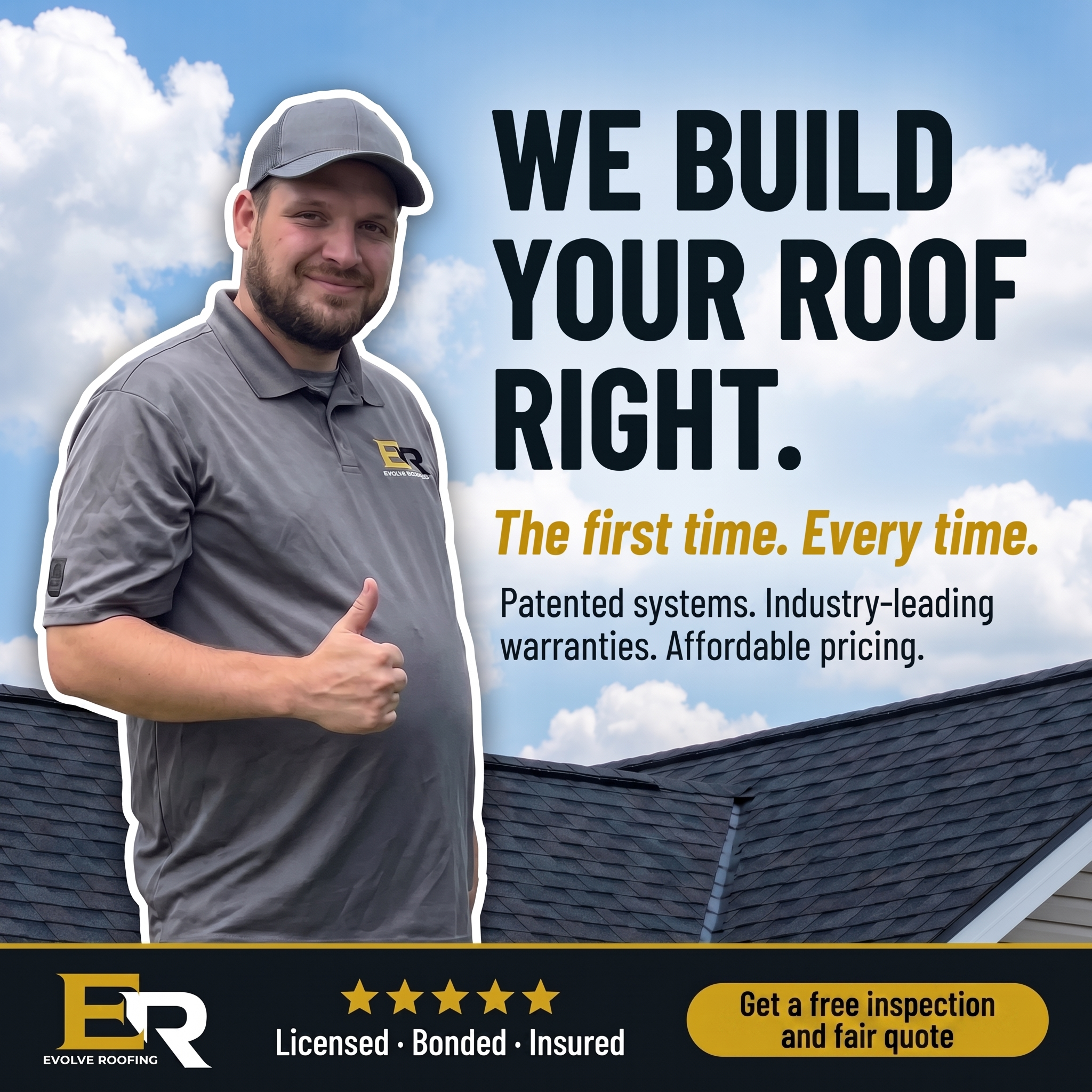 Evolve Roofing Facebook ad: Don't Overpay THOUSANDS On A New Roof