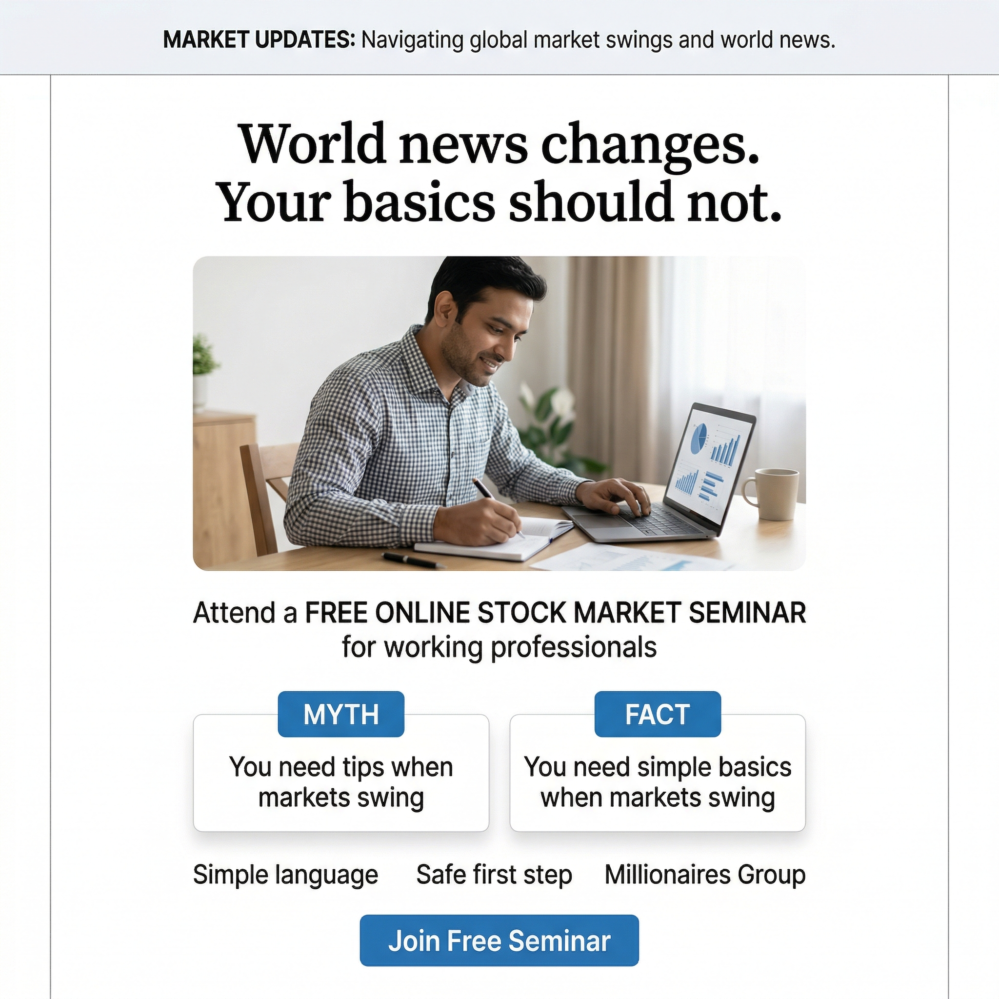 Millionaires Group Stock Market Training Institute Facebook ad