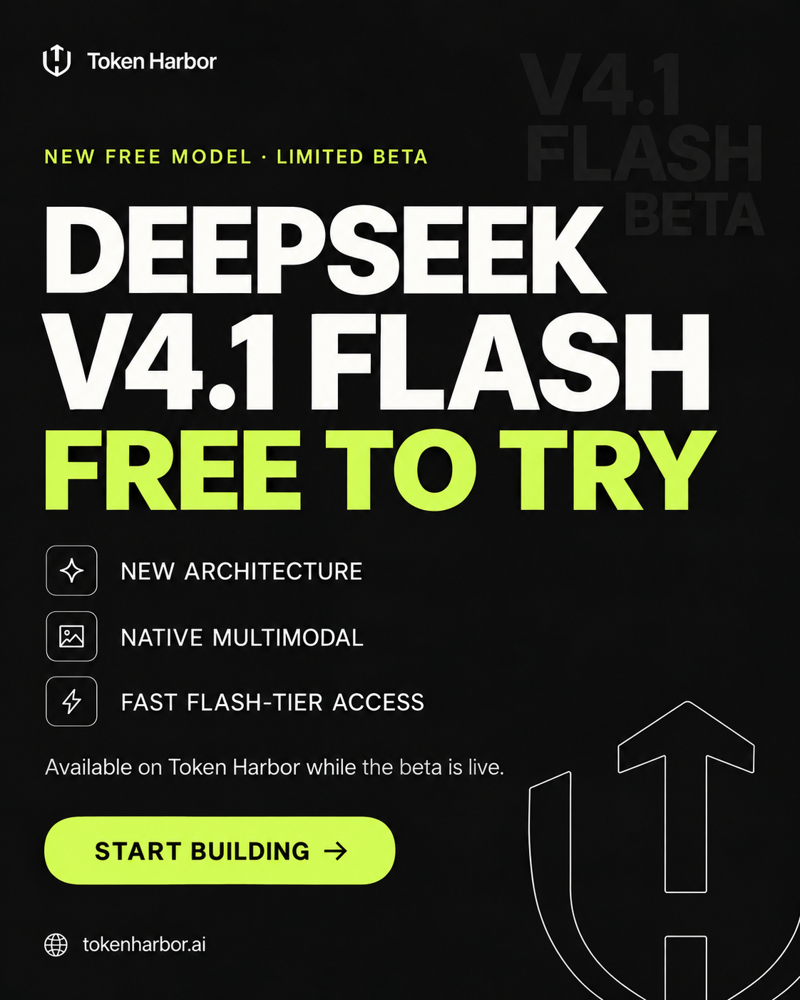 Token Harbor Facebook ad: DeepSeek V4.1 Flash Beta, Free to Try