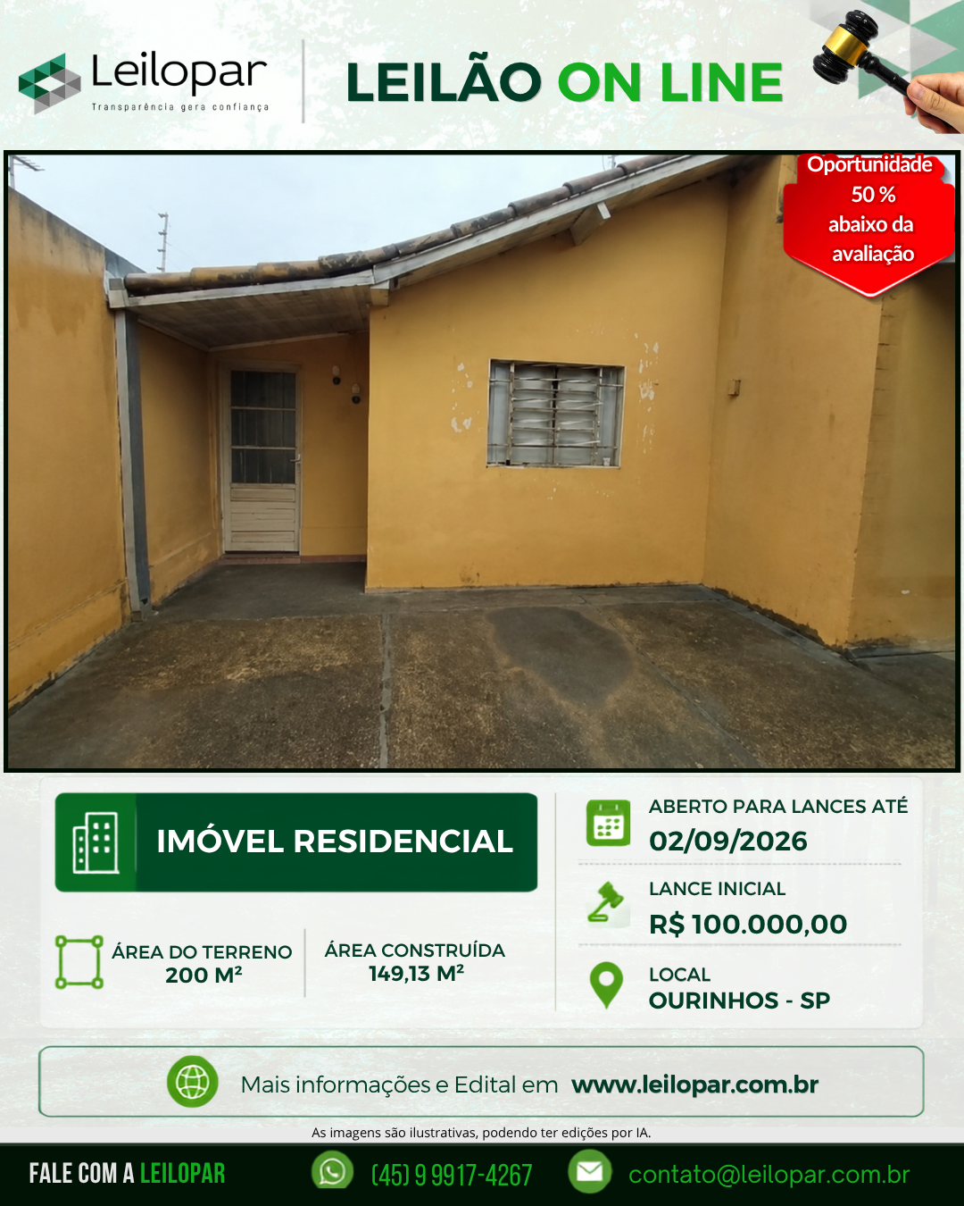 Leilopar Leilões Facebook ad: Acesse o site.