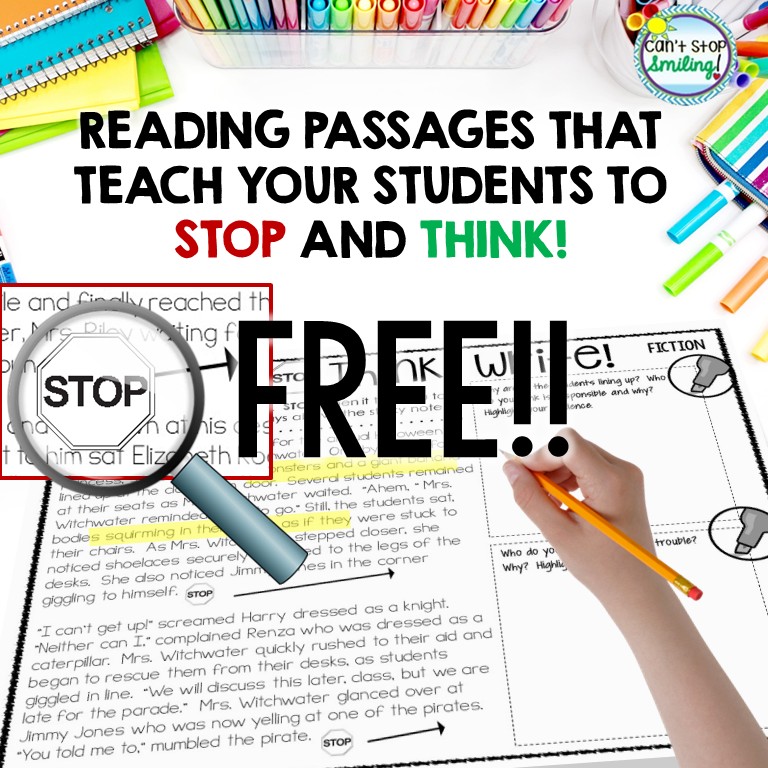 Can't Stop Smiling Facebook ad: FREE STOP and THINK Passages GRADES 3-4