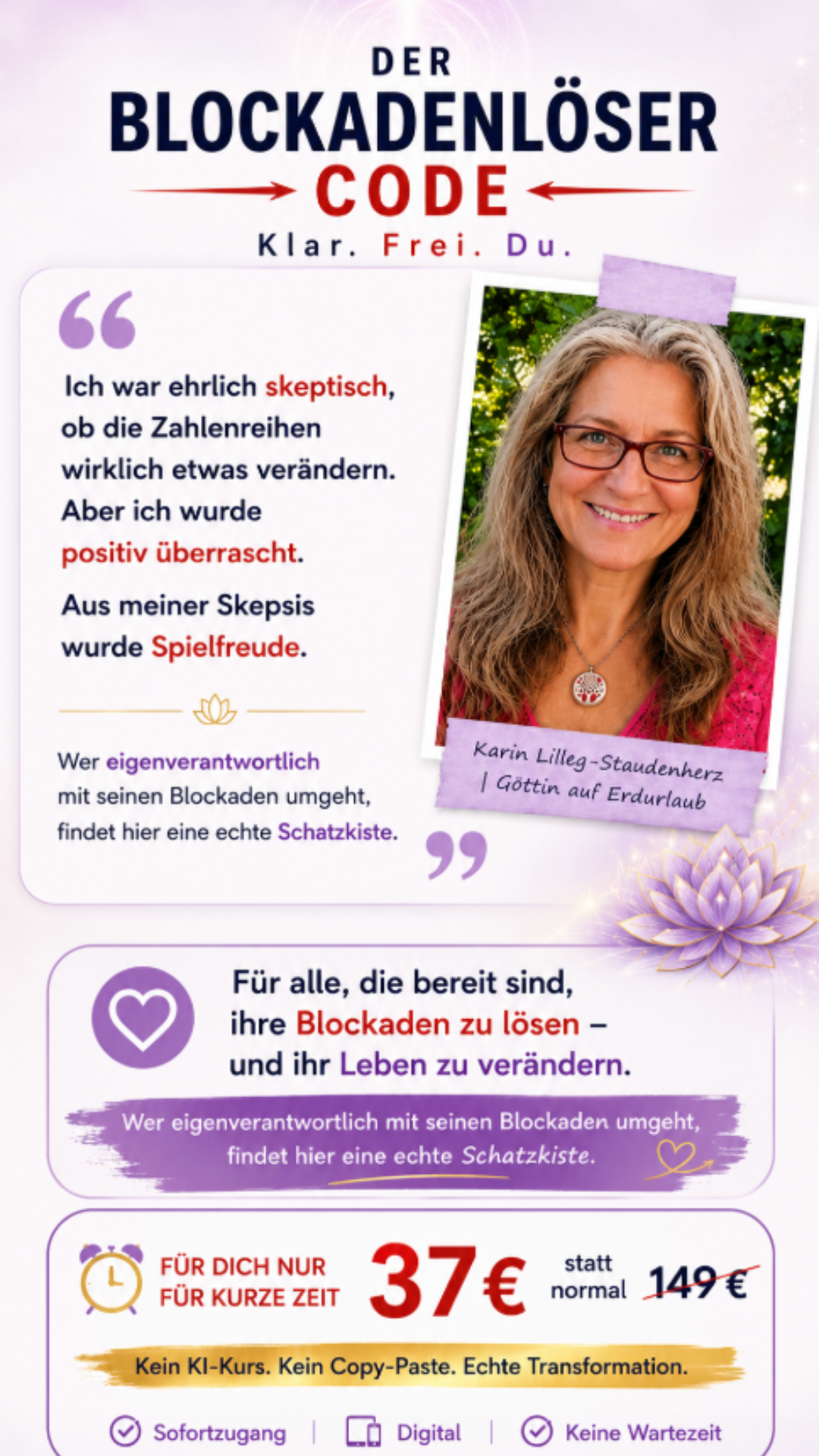 Silke Alpert Facebook ad: Jetzt klar. frei. DU. werden