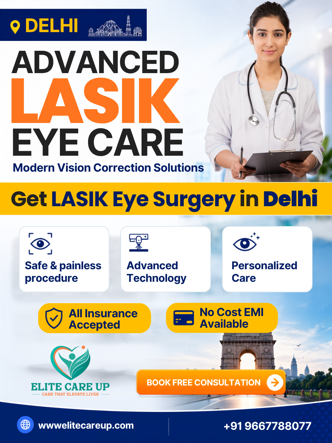 Elite CareUp Facebook ad: Considering LASIK treatment in Delhi?