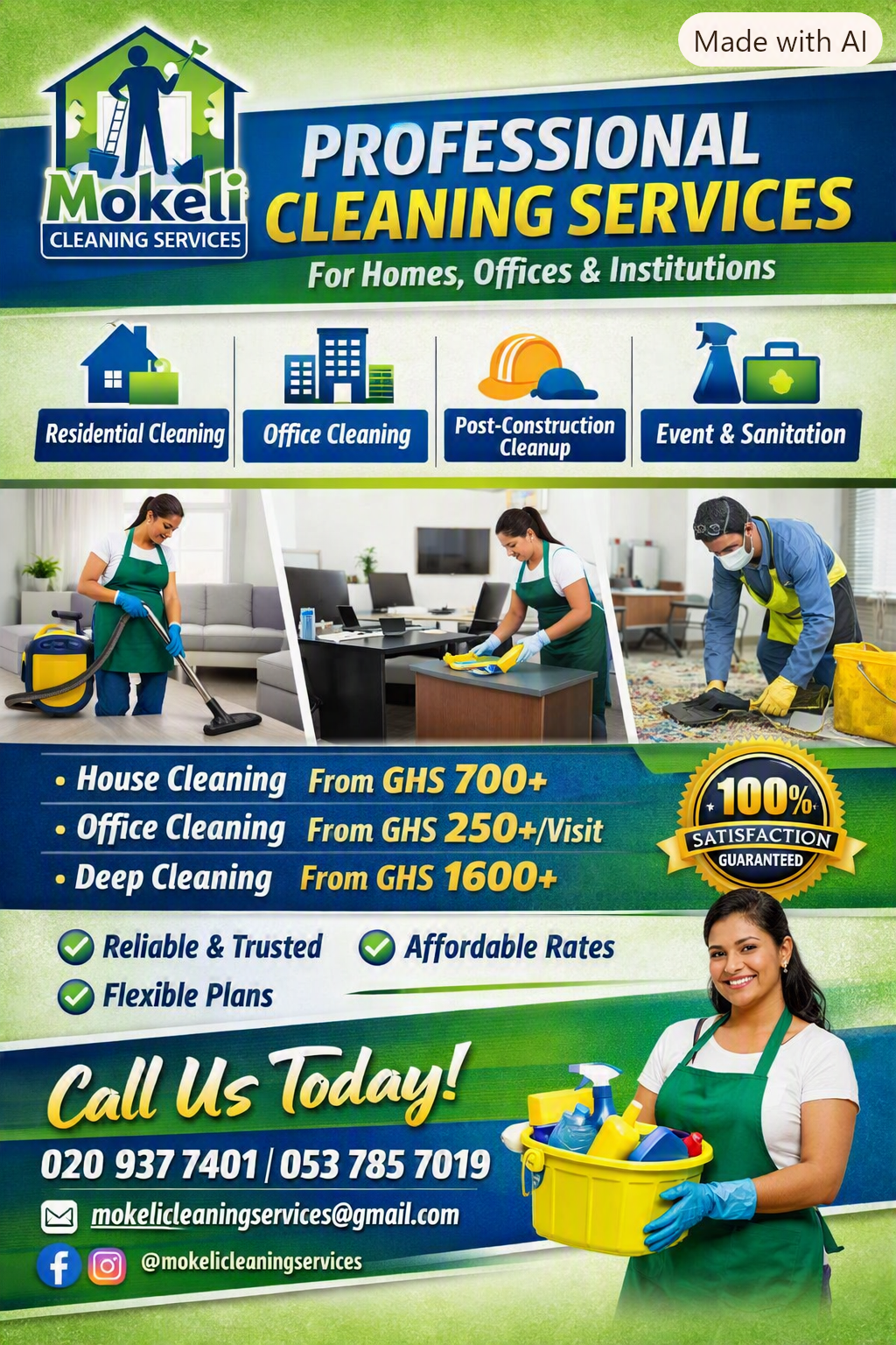 Mokeli Cleaning Services Facebook ad: Professional Cleaning You Can Rely On