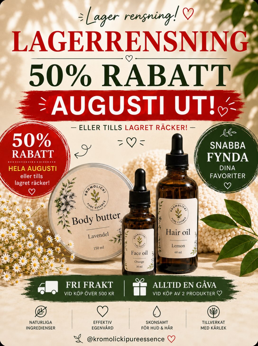 KromolickiPureessence Facebook ad: Nu är det dags att fynda!