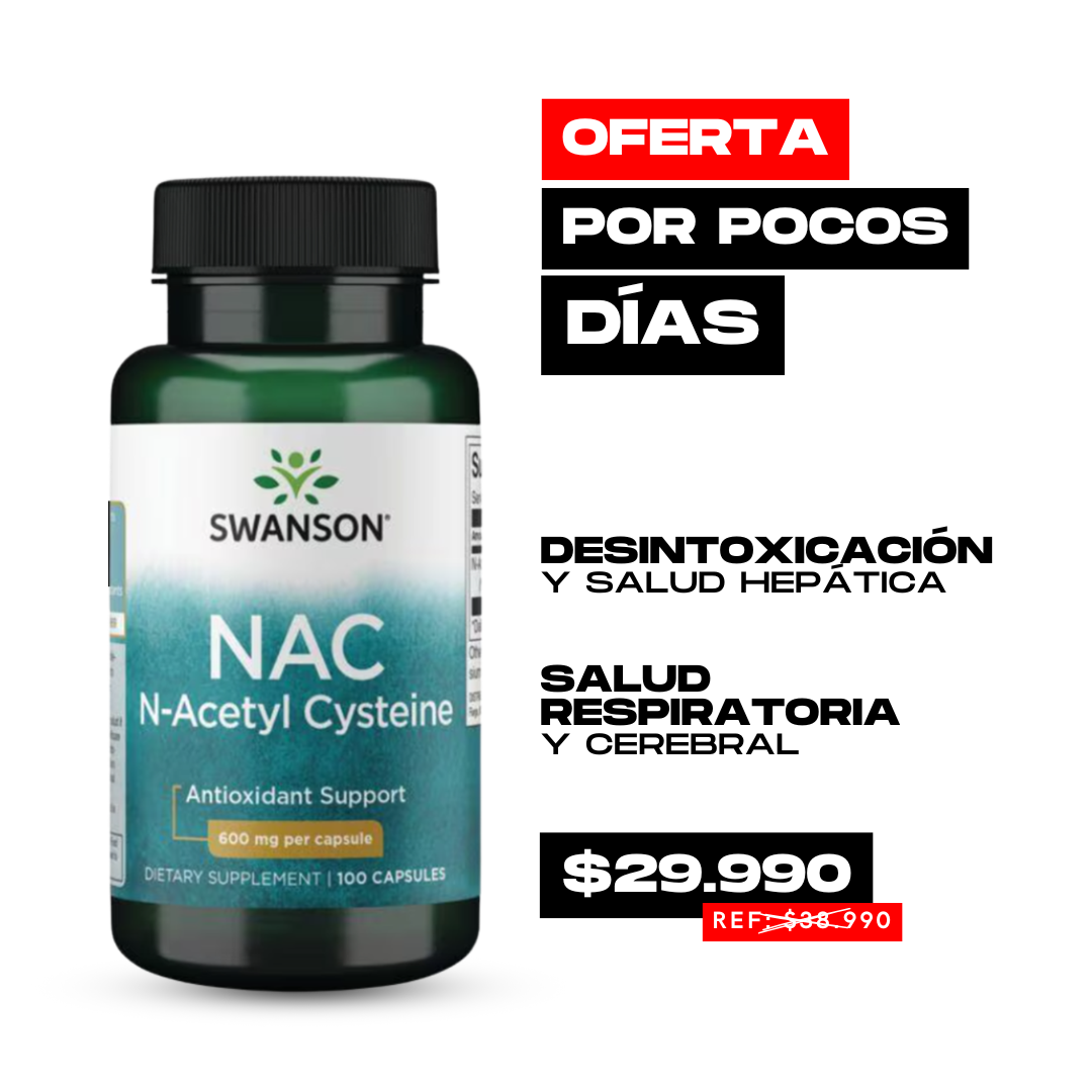 globalnutrition.cl Facebook ad: NAC 600 mg con $9.000 de Descuento