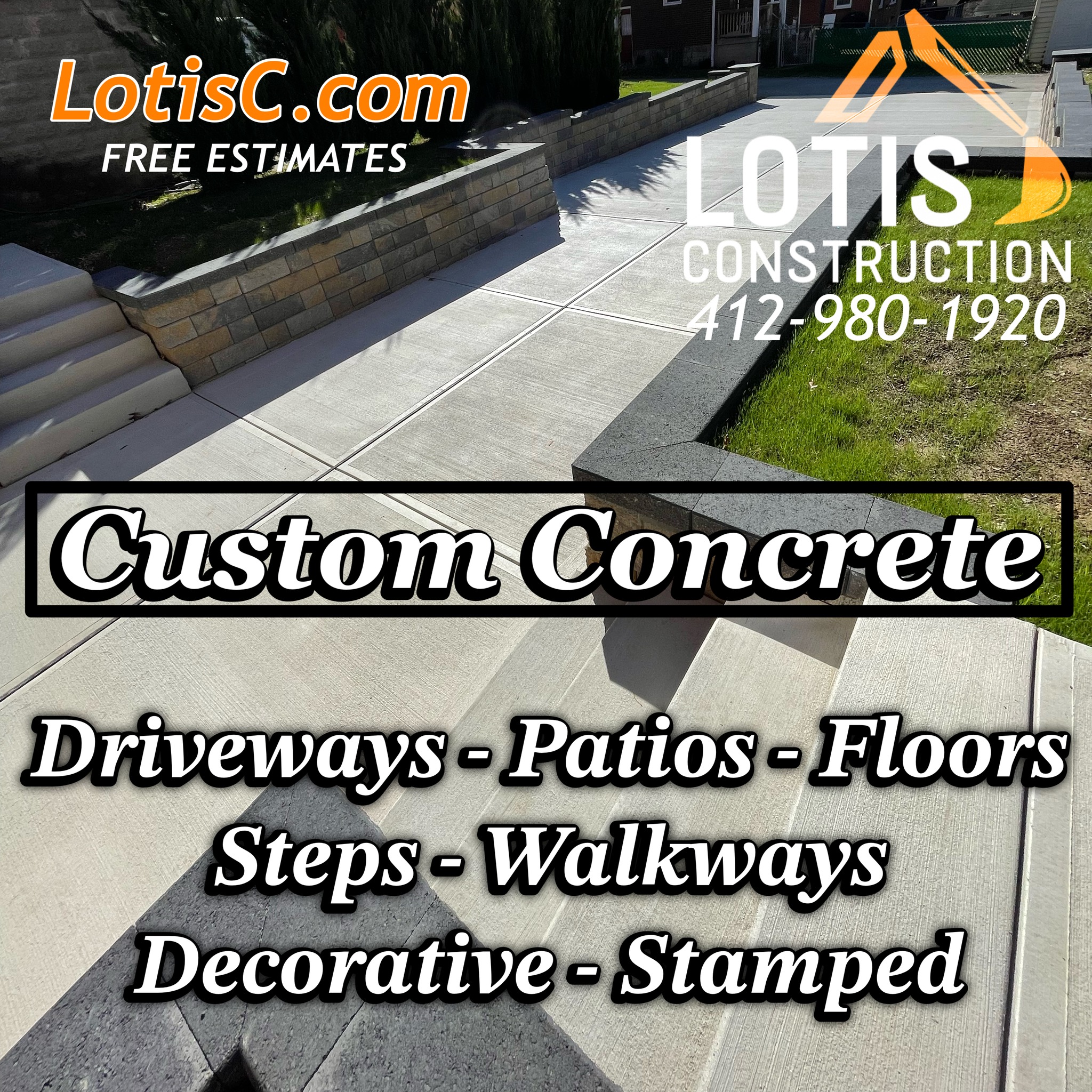 Lotis Construction Facebook ad: Concrete & Retaining Wall