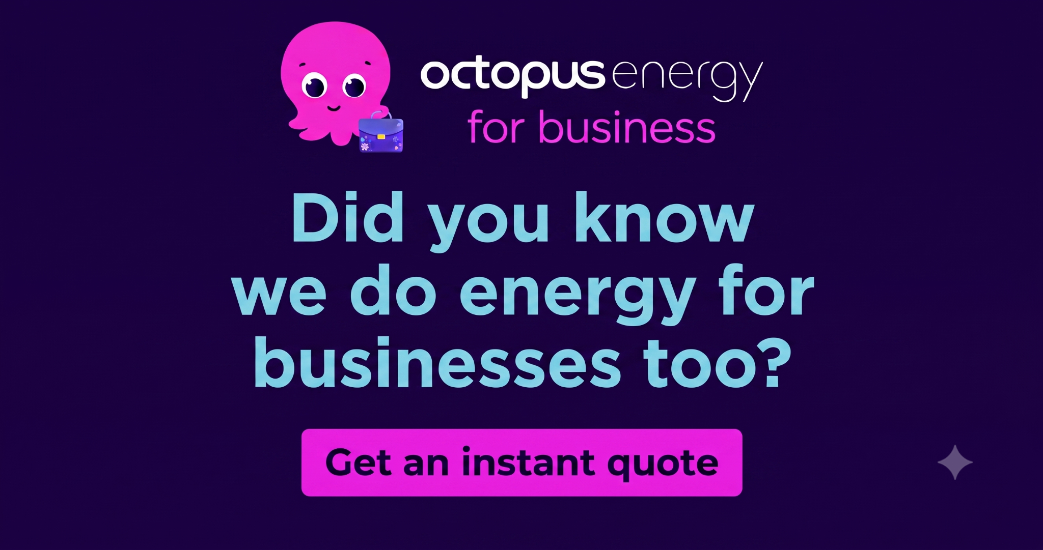 Octopus Energy for Business Facebook ad: Octopus Energy: The UK's most awarded energy supplier