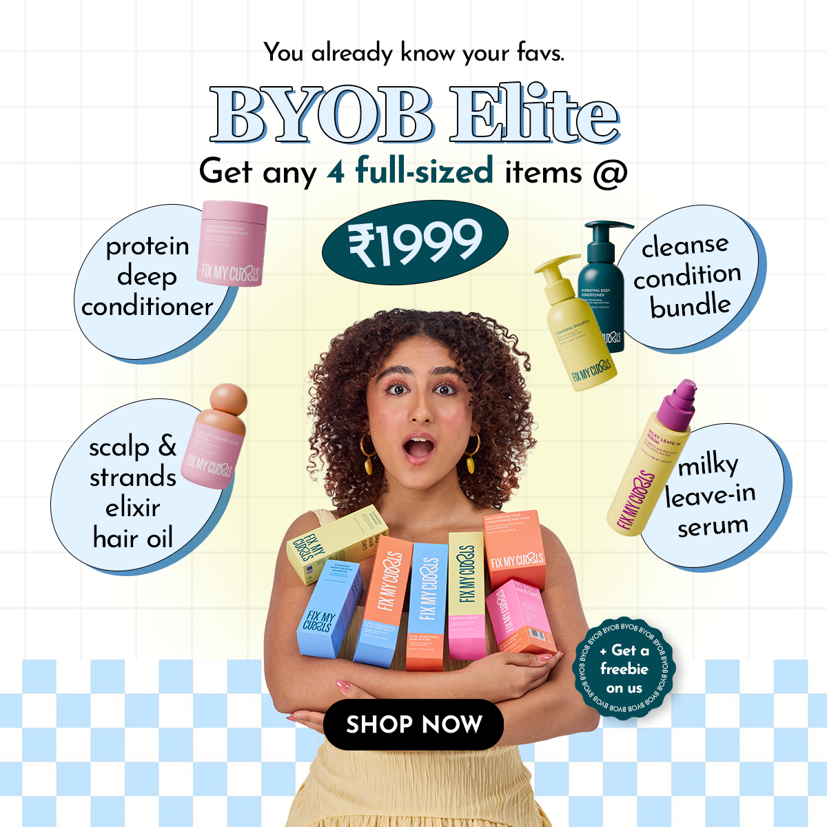 Fix My Curls Facebook ad: Build your bundle @ ₹1999
