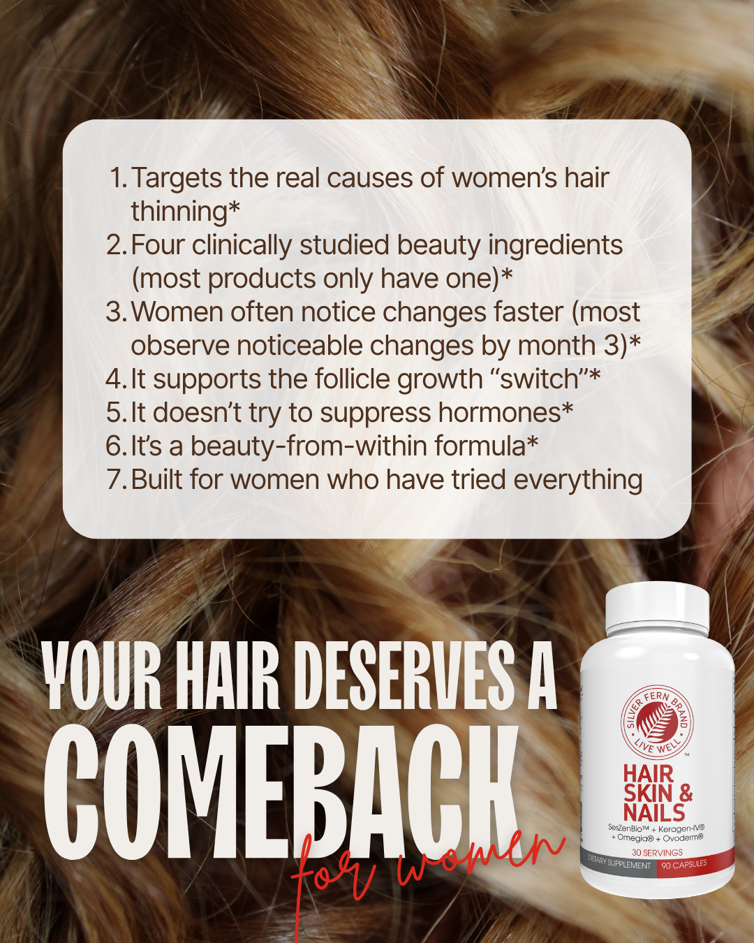 Silver Fern Brand Facebook ad: Does Hair Skin & Nails work?