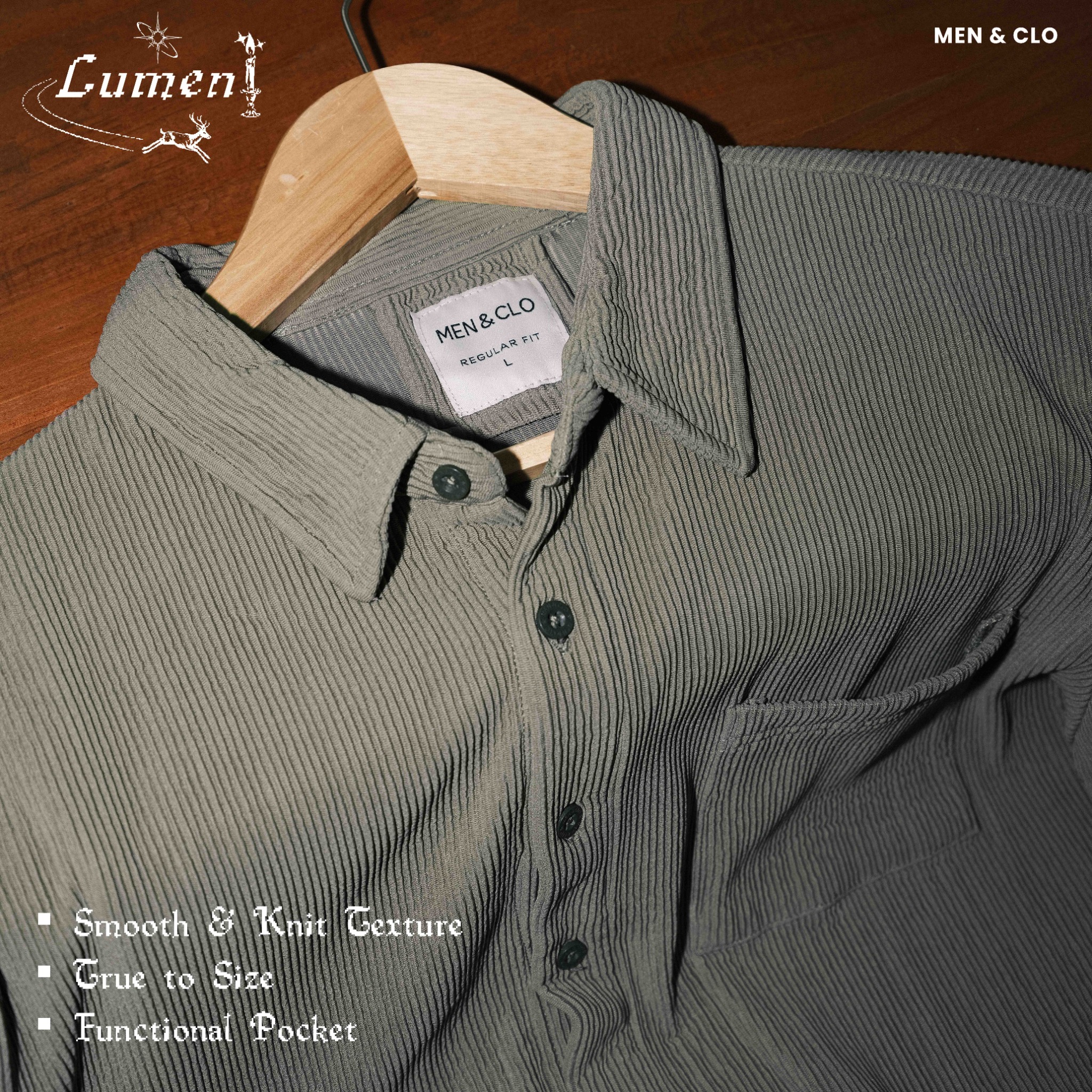 MEN & CLO Facebook ad: MEN & CLO DOUBLE THREE KNIT SHIRT, SHORT SLEEVE