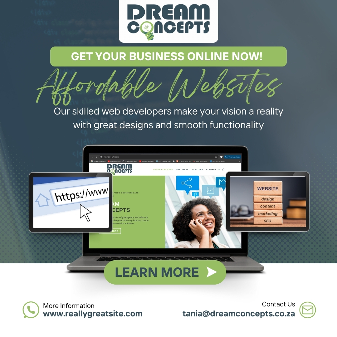 Dream Concepts Facebook ad: Our website design services are tailored for your…