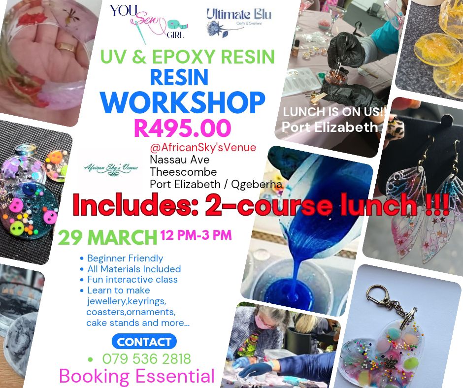 You Sew Girl Facebook ad: UV & Epoxy Resin workshop & Lunch