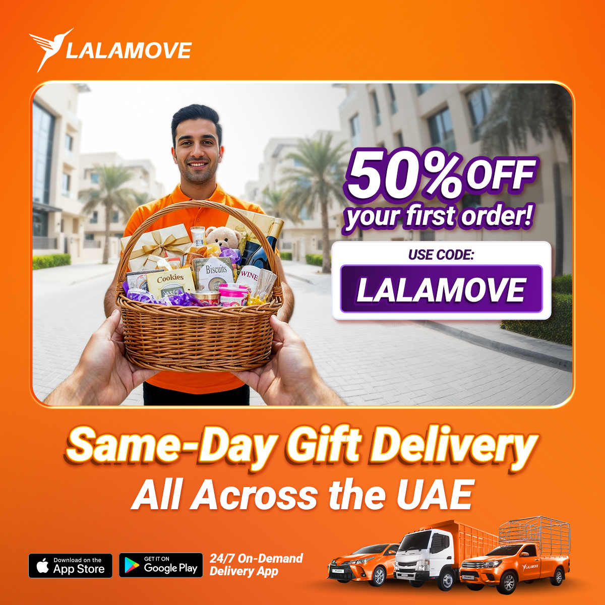 Lalamove Facebook ad: Get 50% OFF with LALAMOVE