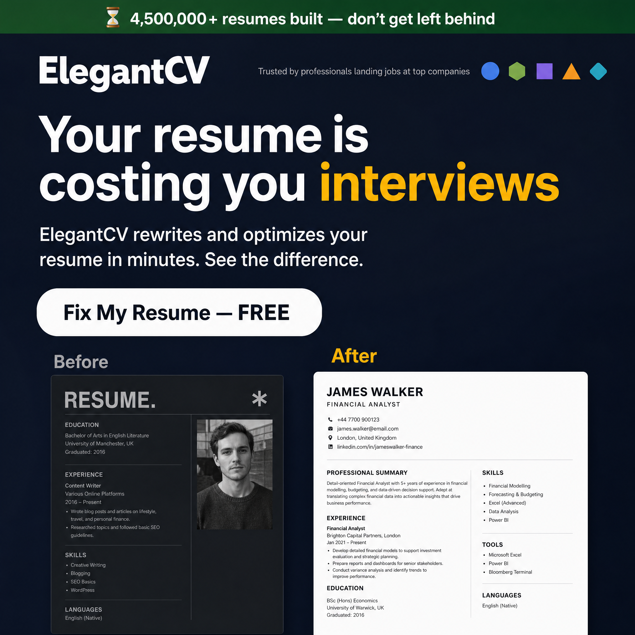 Elegant CV Facebook ad