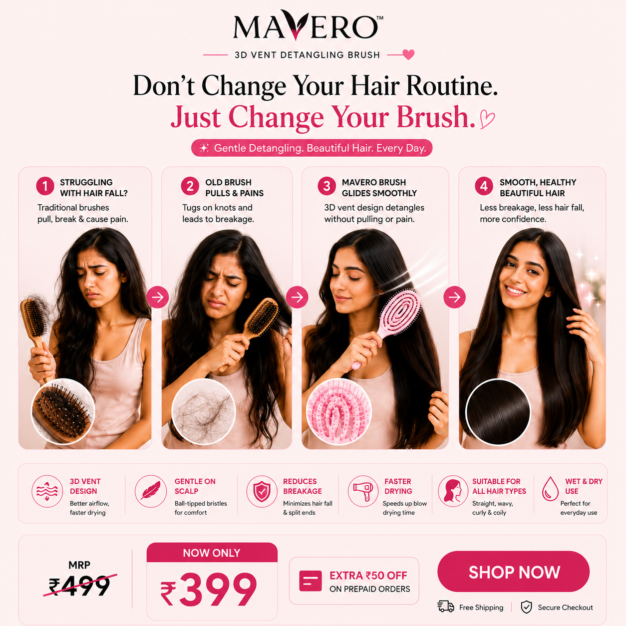 Mavero Facebook ad: Don't Change Your Hair. Change Your Brush.