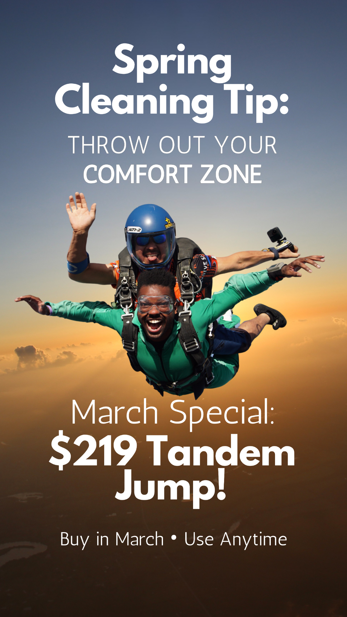 Skydive Spaceland Dallas Facebook ad from Mar 1, 2026