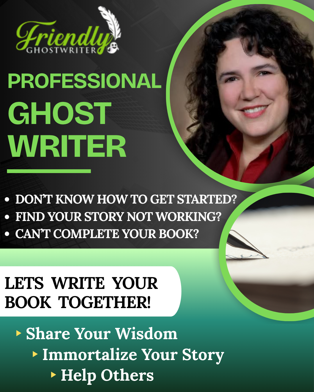 Laura Sherman- The Friendly Ghostwriter Facebook ad