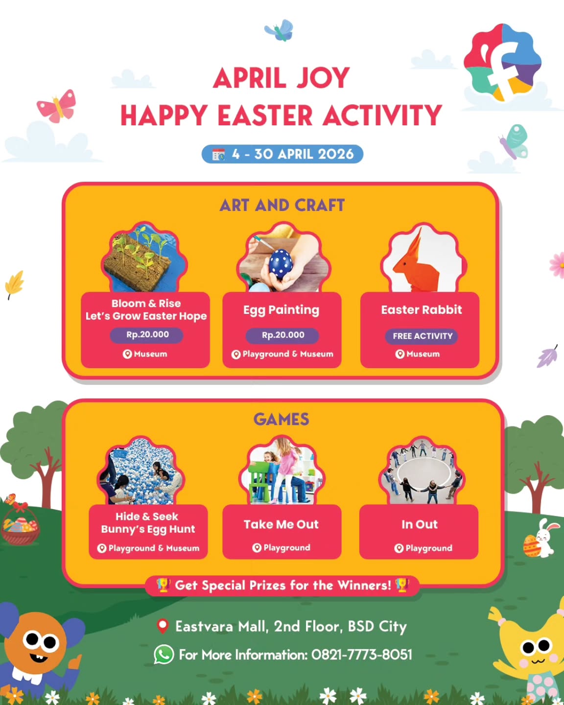 Funtasia - Playground & Children Museum Facebook ad: Celebrate Easter with fun-filled activities at Funtasia!