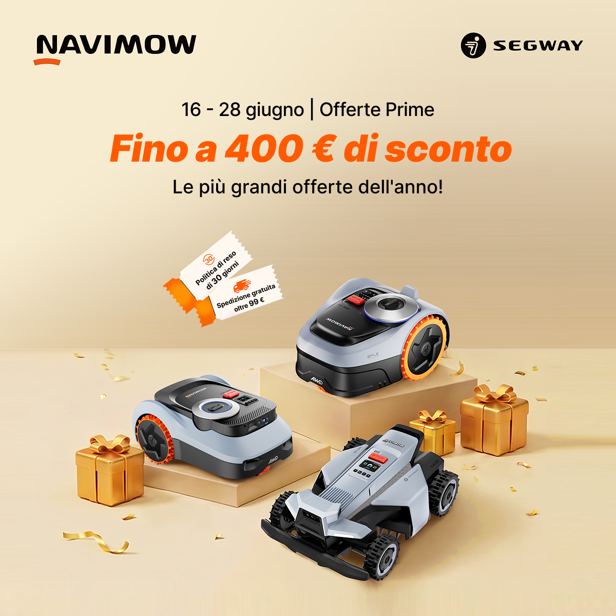 Segway Navimow Facebook ad: 16-28 Giugno | Offerte Prime