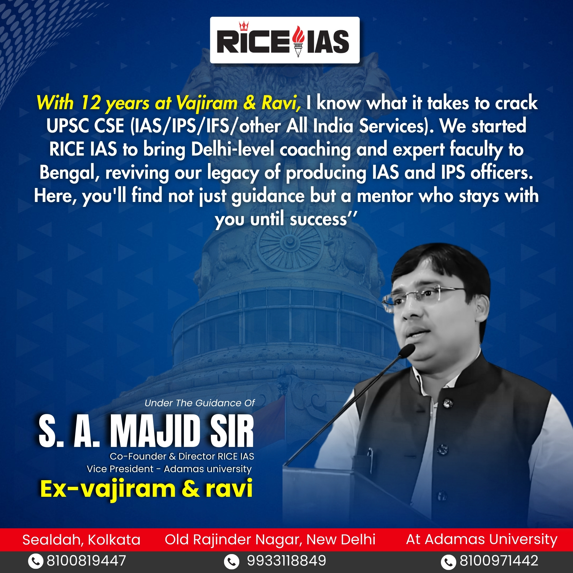 RICE IAS Facebook ad: Delhi Experience. Bengal’s Future.