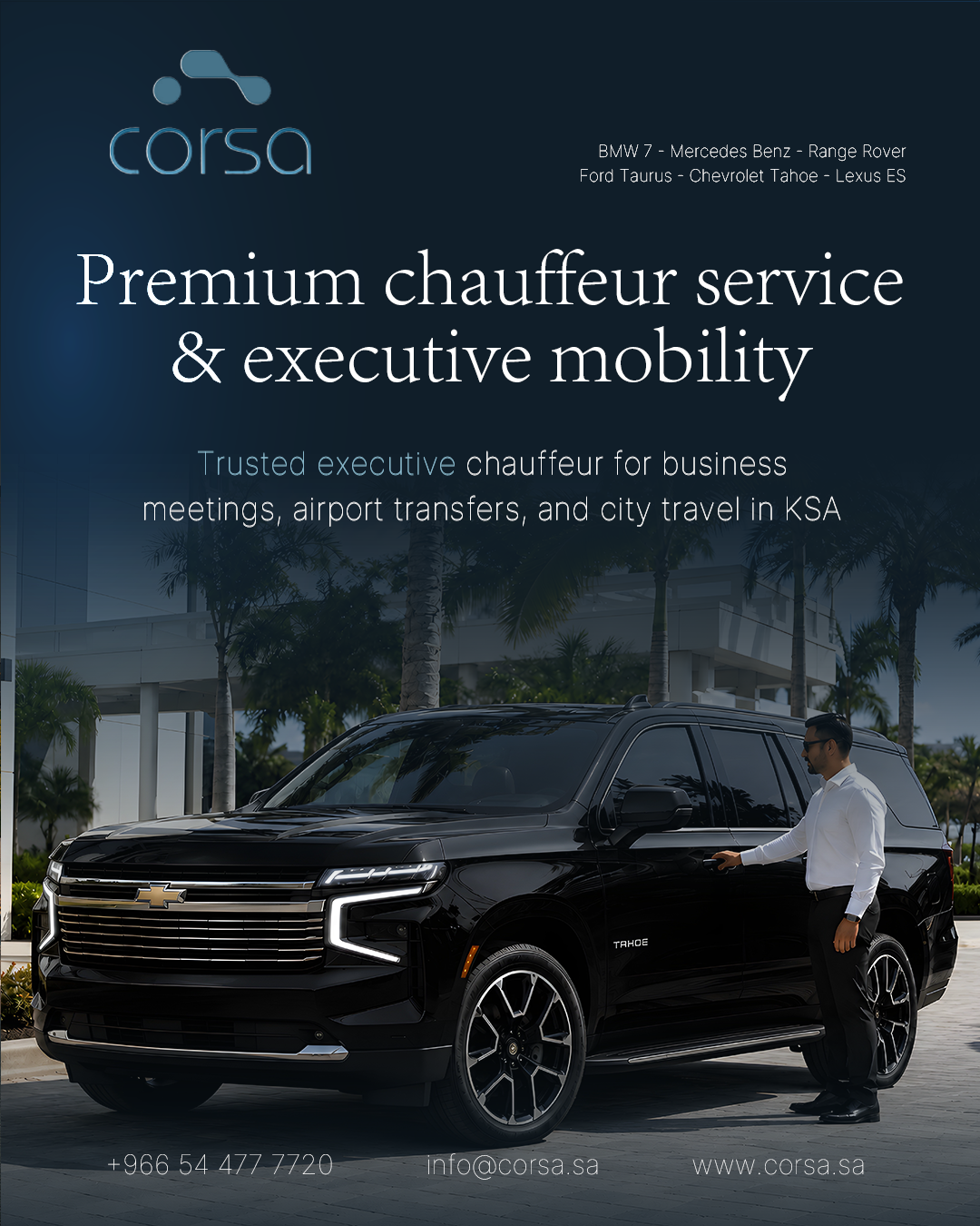 Corsa Chauffeur Service Facebook ad: Book Your Ride