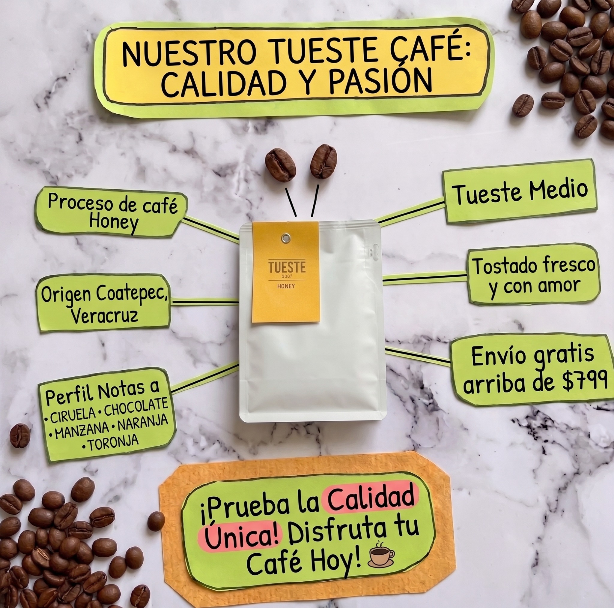 Tueste Café Facebook ad: Café de especialidad en la puerta de tu casa