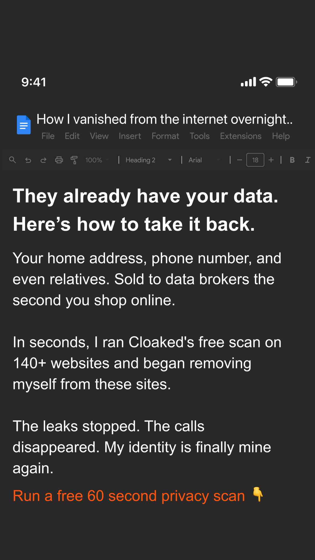 Cloaked Inc. Facebook ad