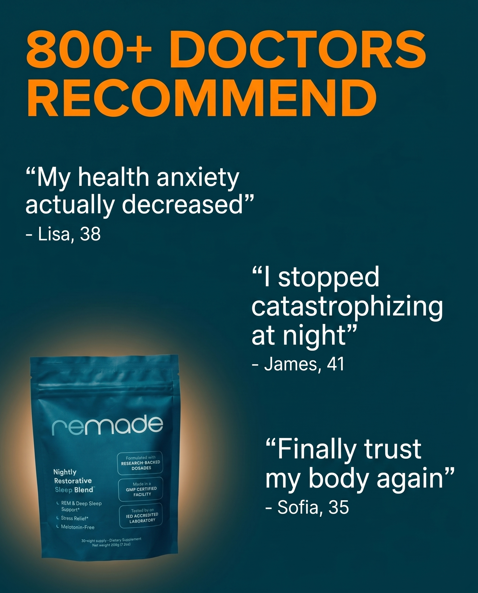 Remade Restorative Sleep Supplement Facebook ad